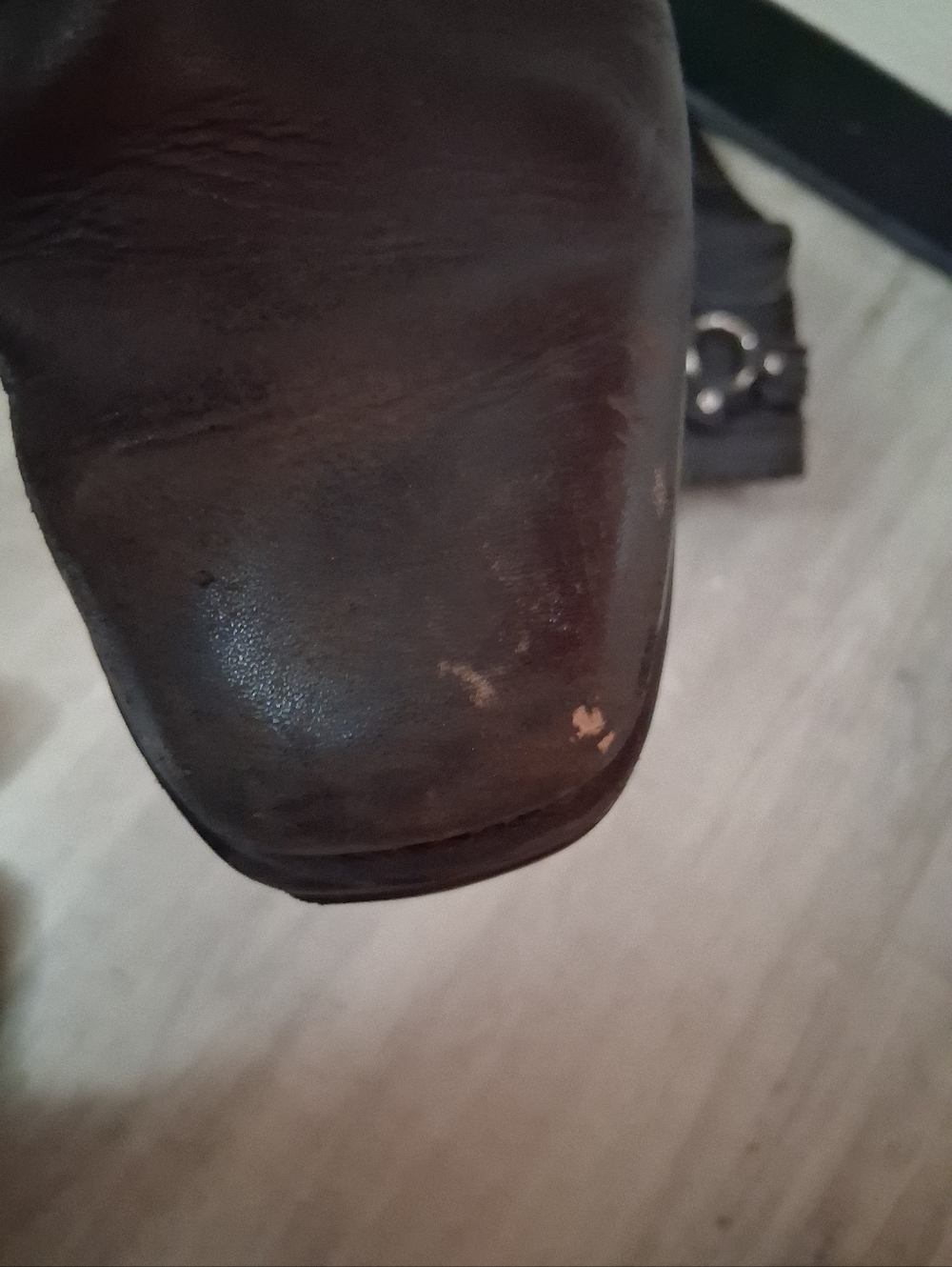 Black Leather Harness Motorcycle Boots with Embossed Star Detail - Picture 7 of 7